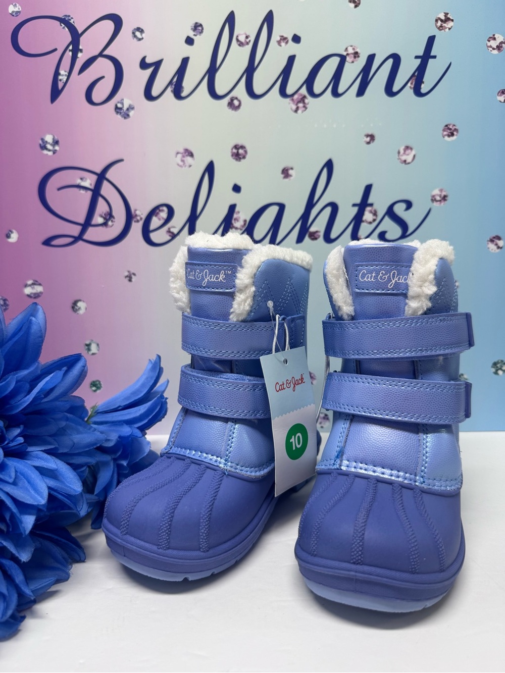 ❄️NIB BLUE IRIDESCENT SNOW BOOTS - Picture 4 of 14